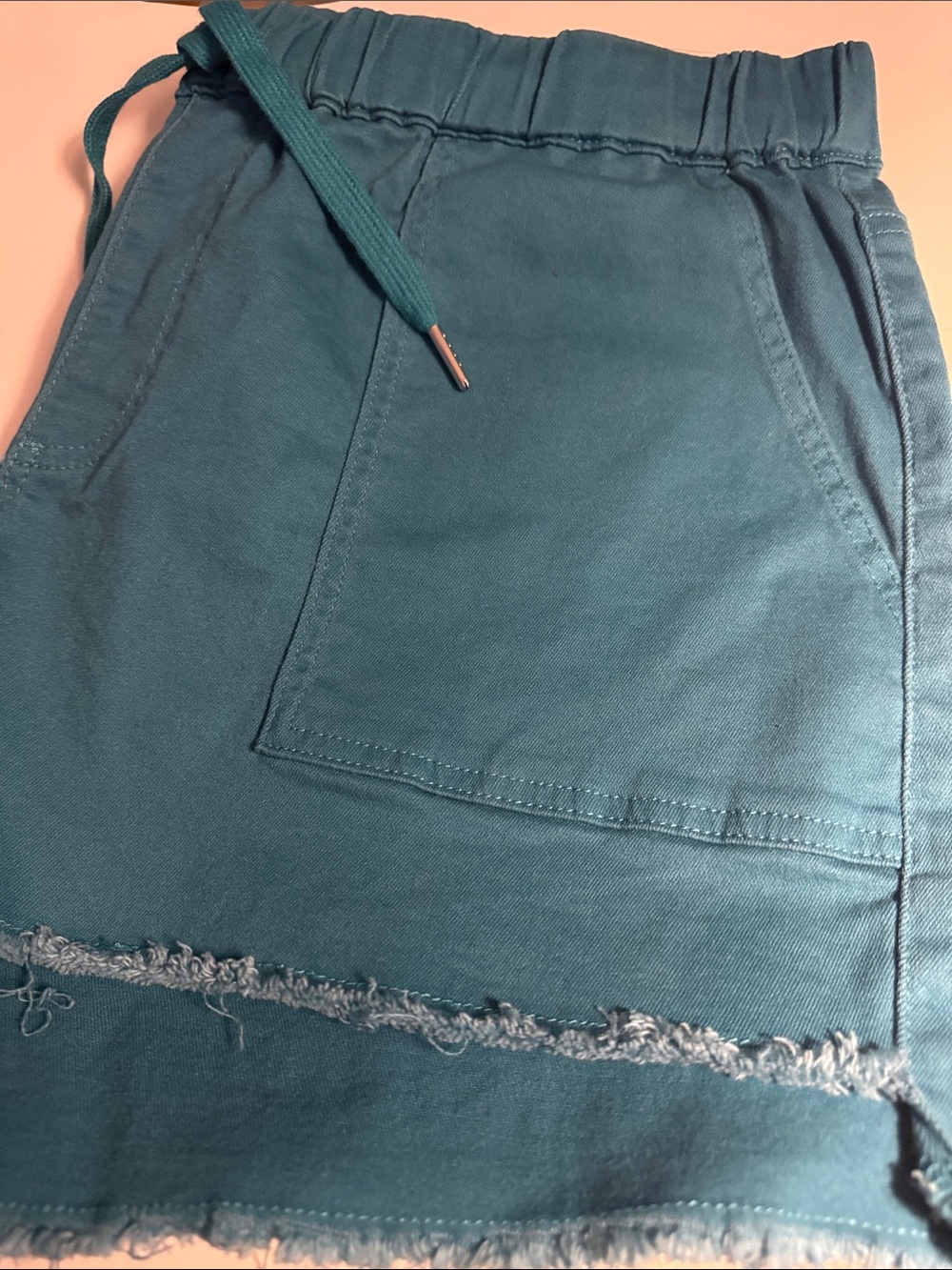 YMI Teal Drawstring Jean Shorts